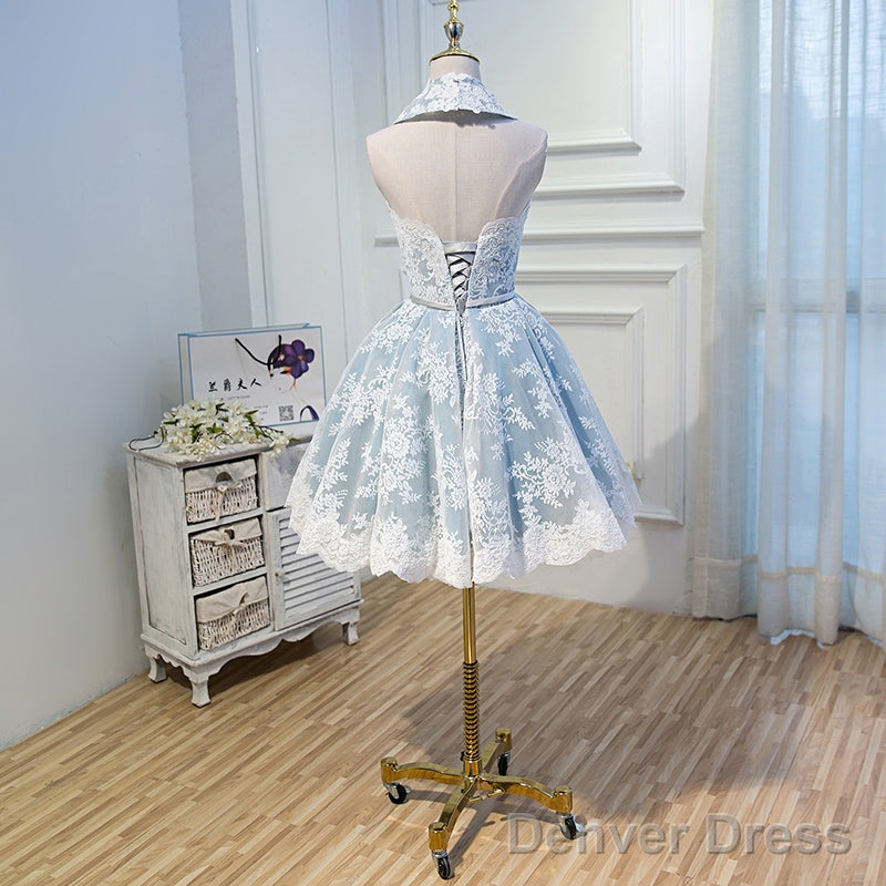 Gray Lace Hoco Dress Short Homecoming Dresses