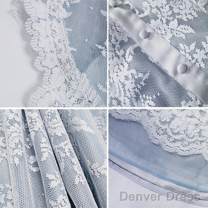 Gray Lace Hoco Dress Short Homecoming Dresses