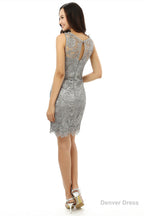 Gray Mermaid Lace Knee Length Mother Of The Bride Dresses