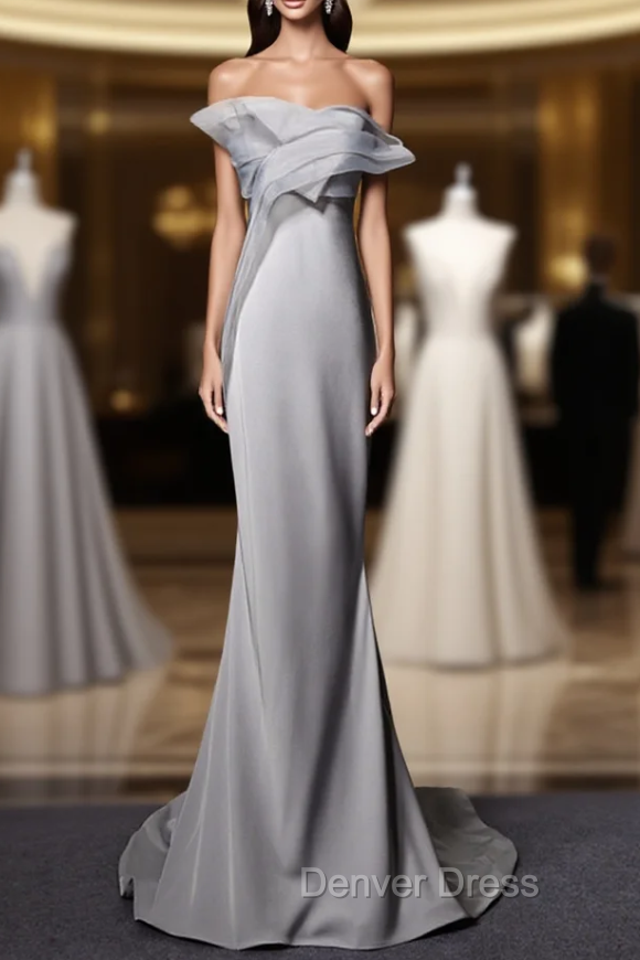 Gray Mermaid Strapless Prom Dresses Main image