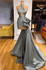 Gray Robe De Soiree Sheath Sheath Halter Detachable Sexy Long Prom Dresses Prom Gown Evening Dresses