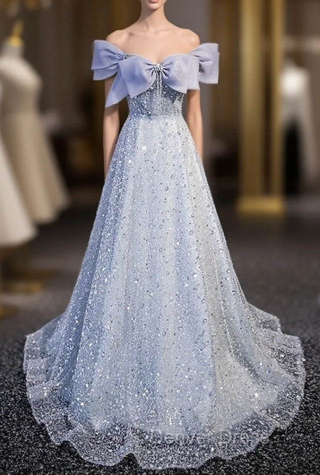 Gray Spaghetti Straps Tulle Sequins Beading Prom Dresses Main image