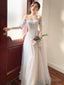 Gray Strapless Tulle Long Prom Dress, Lovely A-Line Evening Dress