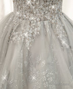 Gray Sweetheart Lace Tulle Short Prom Dress Gray Homecoming Dresses