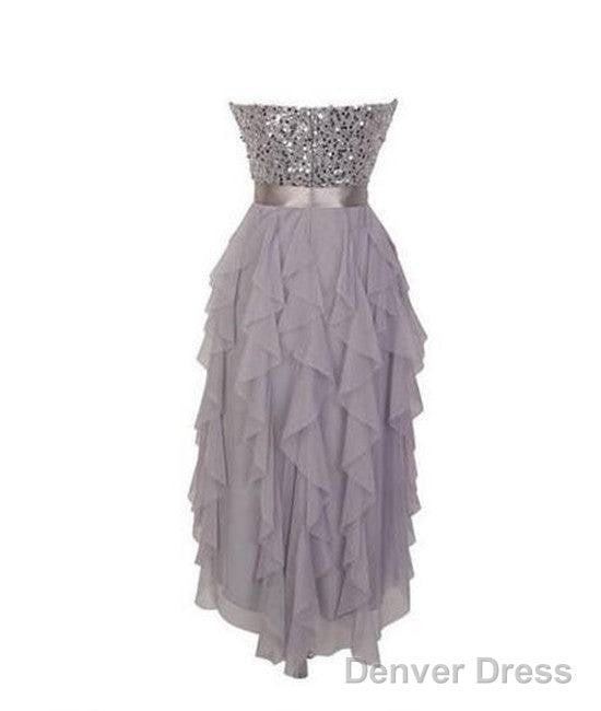 Gray Sweetheart Sequin Short Prom Dress, Bridesmaid Dresses Secondary image