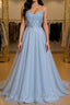 Gray tulle lace long prom Dress gray tulle Prom Dresses