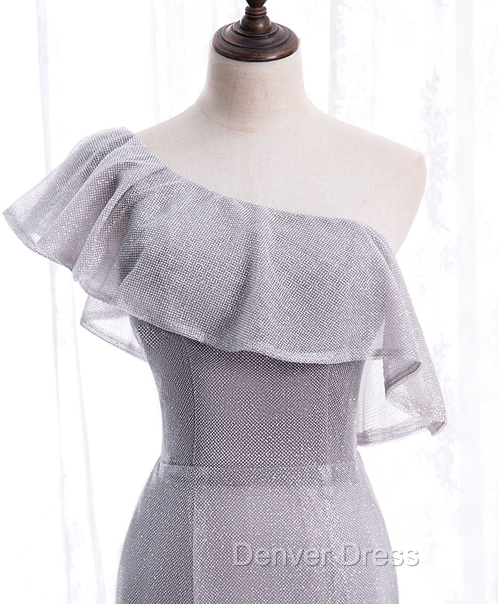 Gray Tulle Mermaid Long Prom Dresses Gray Tulle Formal Dresses