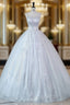 Gray Tulle Sequins Straps Quinceanera Dresses