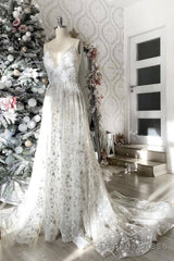 Gray V Neck Tulle Long Prom Dress Gray Evening Dress