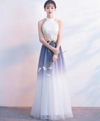 White Tulle Lace Long Prom Dress White Prom Dresses