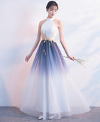 White Tulle Lace Long Prom Dress White Prom Dresses