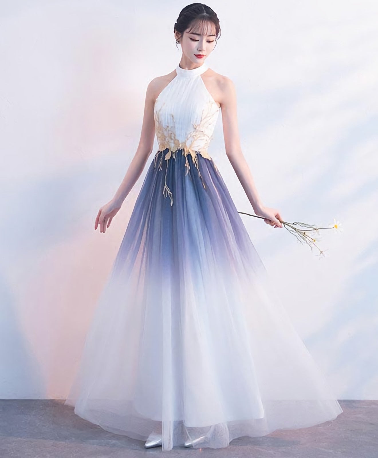 White Tulle Lace Long Prom Dress White Prom Dresses