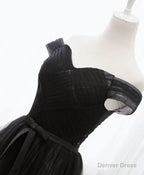 Black Tulle Long Prom Dress, Black Prom GDresses
