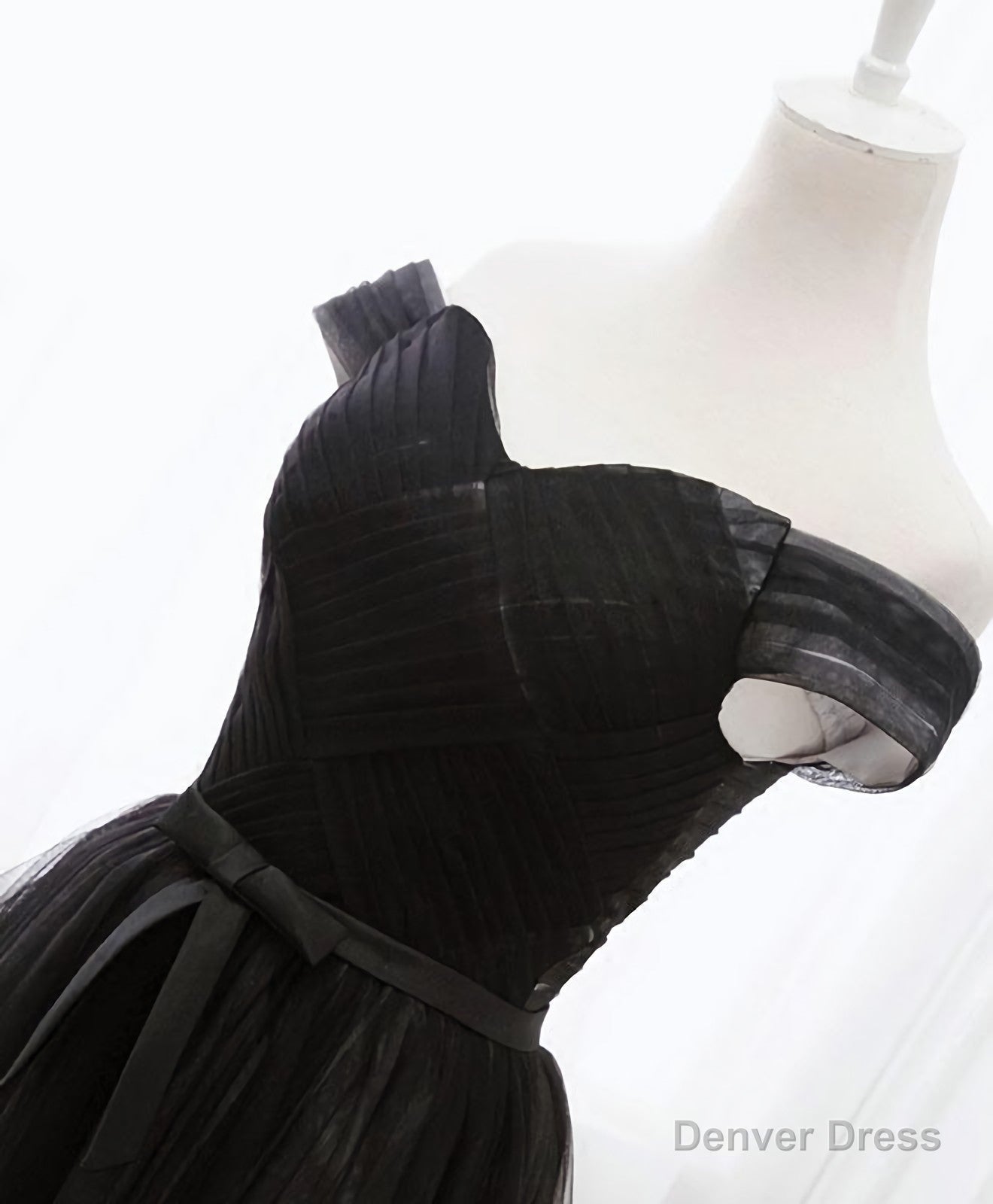 Black Tulle Long Prom Dress, Black Prom GDresses