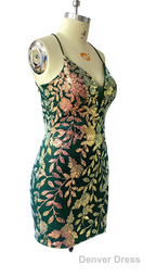 Cute Bodycon V Neck Blue Lace Homecoming Dresses