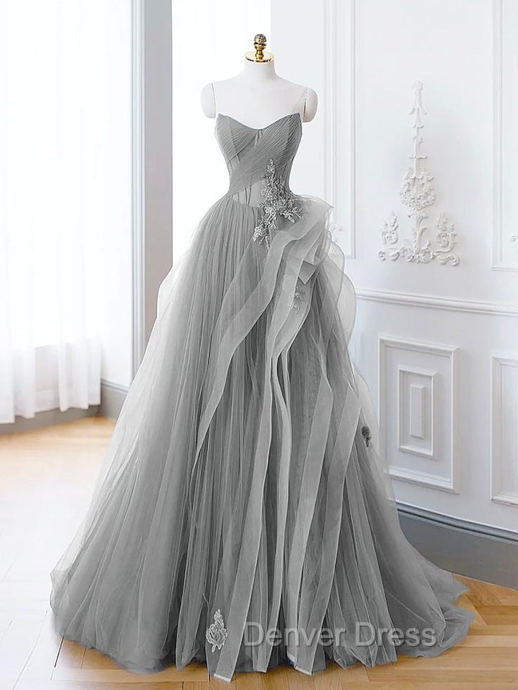 Green A Line Long Prom Dress, Green Lace Long Prom Dresses