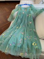 Green A-Line Sweetheart Green Tulle Lace Long Prom Dresses, Green Formal Dresses