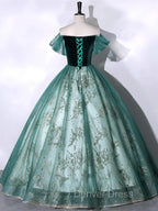 Green Ball Gowns Tulle Off Shoulder Sweet 16 Dress Green Prom Dress shops