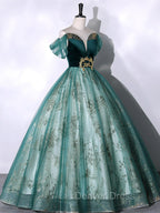 Green Ball Gowns Tulle Off Shoulder Sweet 16 Dress Green Prom Dress shops