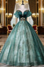 Green Ball Gowns Tulle Off Shoulder Sweet 16 Dress Green Prom Dress shops