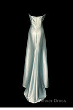 Green Bodycon Dresses Strapless Satin Long Prom Dresses Simple Evening Dresses
