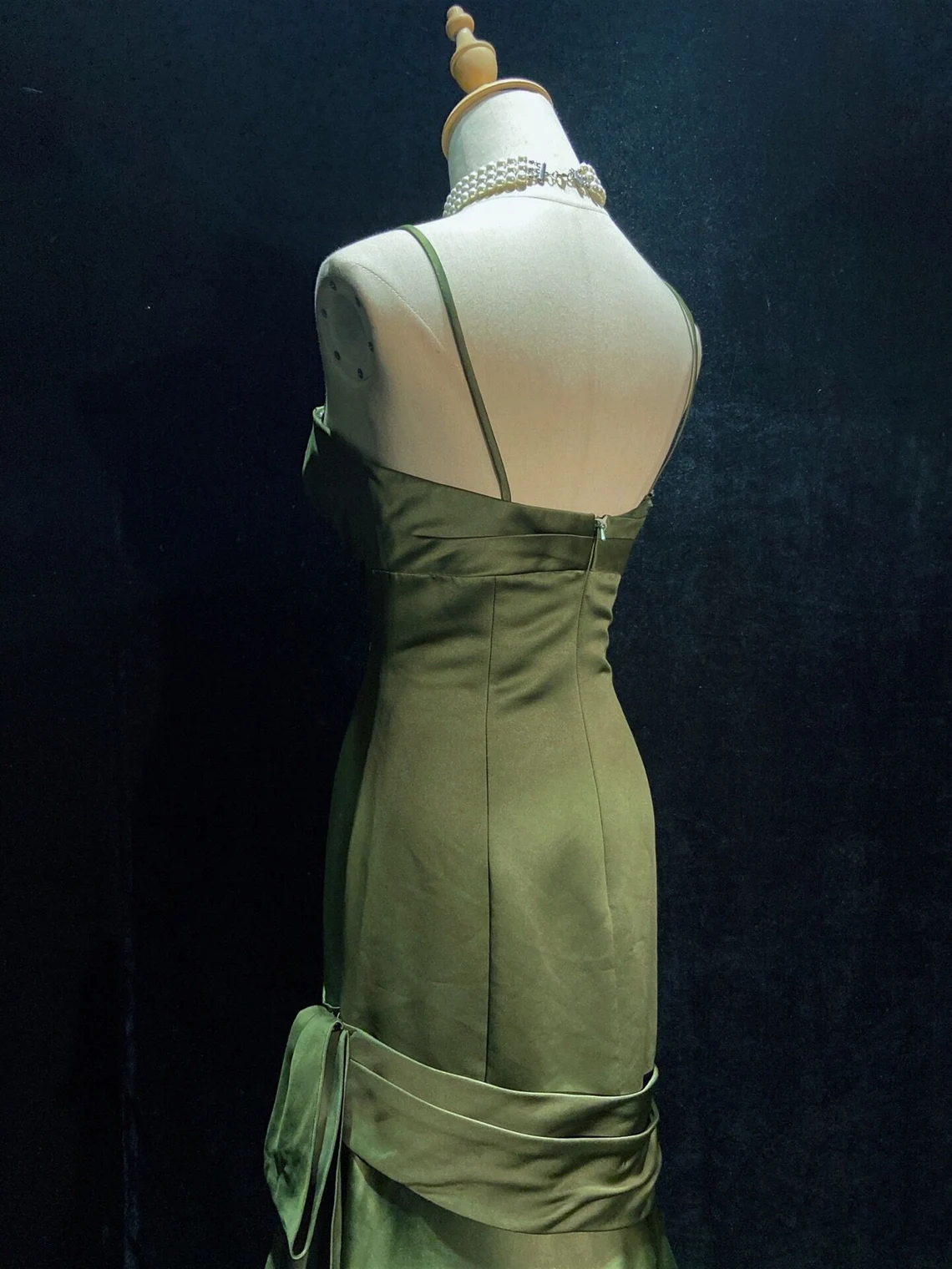 Green Chic Style Long Satin Sweetheart Prom Dress, Green Prom Dresses