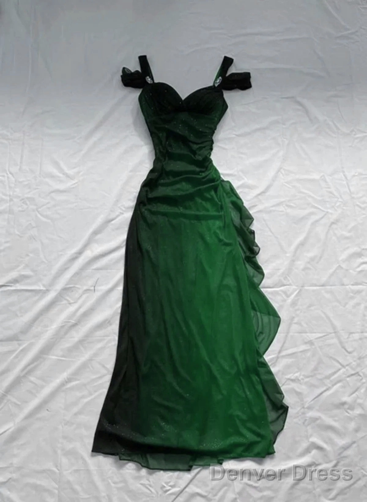 Green Chiffon Long Party Dress Prom Dress, Off Shoulder Green Party Dress Main image
