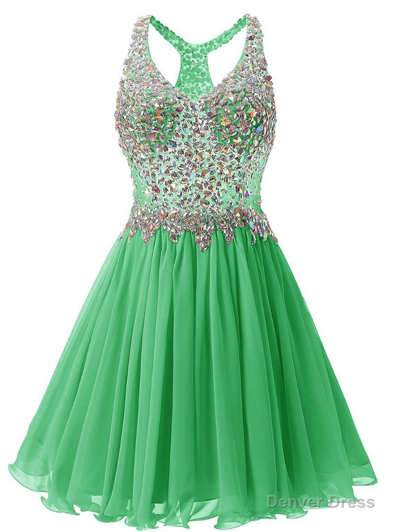 Green Chiffon V Neck Homecoming Dresses