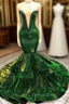 Green Gorgeous Ruffles Mermaid Prom Dresses Chic Sweetheart Appliques Long Evening Dresses