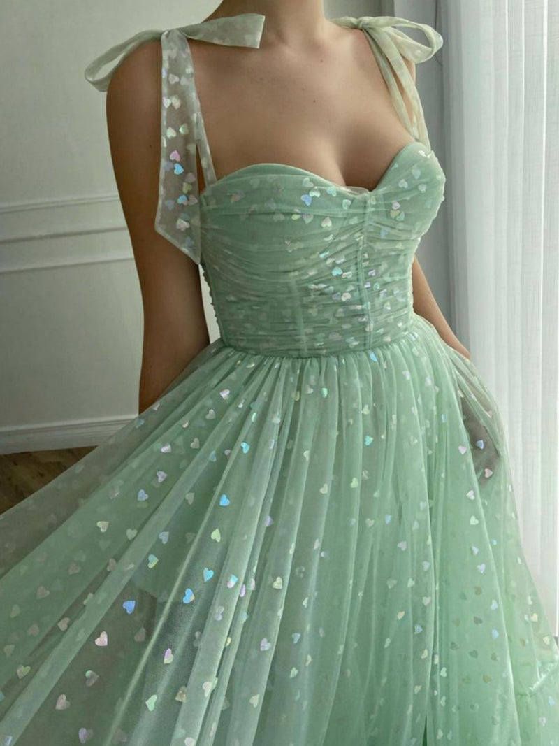 Green Shiny Sequins Midi Homecoming Dress Prom Dress Secondary image