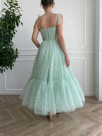 Green Shiny Sequins Midi Homecoming Dress Prom Dress