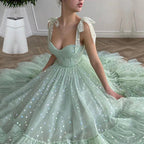 Green Shiny Sequins Midi Homecoming Dress Prom Dress