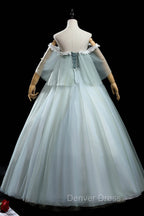 Green Lace Long A Line Off the Shoulder Prom Dress