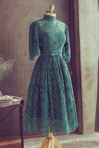 Green Lace Short Prom Dress Green Lace Homecoming Dress