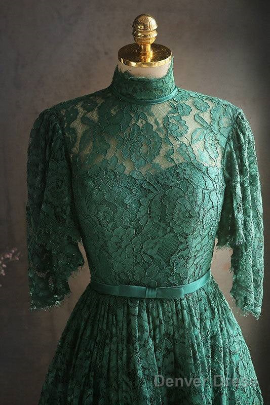 Green Lace Short Prom Dress Green Lace Homecoming Dress