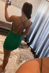 green lace tight homecoming dress