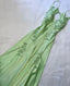 Green Mermaid V Neck Satin Backless Prom Dress With Beads
