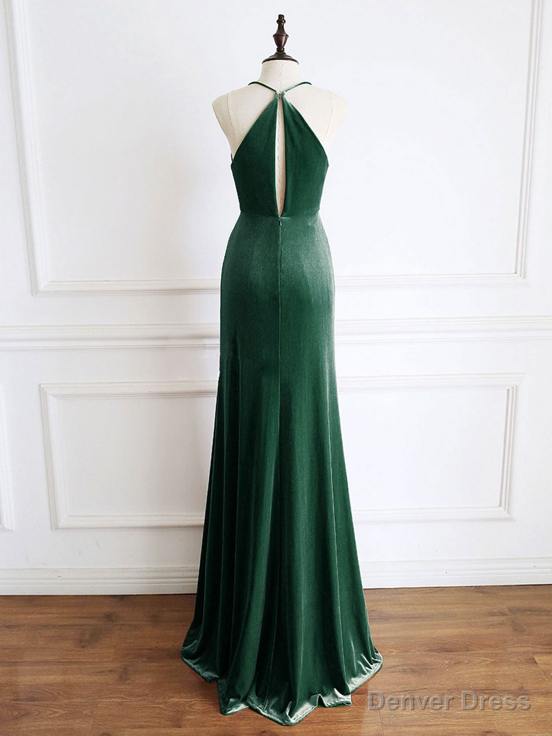 Green Mermaid Velvet Long Prom Dress, Green Prom Dresses