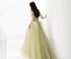 Green Off Shoulder Lace Long Prom Dress, Green Prom Dresses