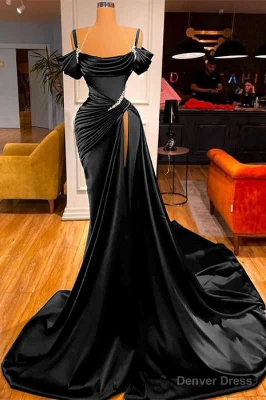 Off-the-Shoulder Prom Dress with Long Slit and Pleated Detail Secondary image