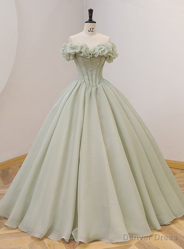 Green Off the Shoulder Sequins Quinceanera Dress Main image