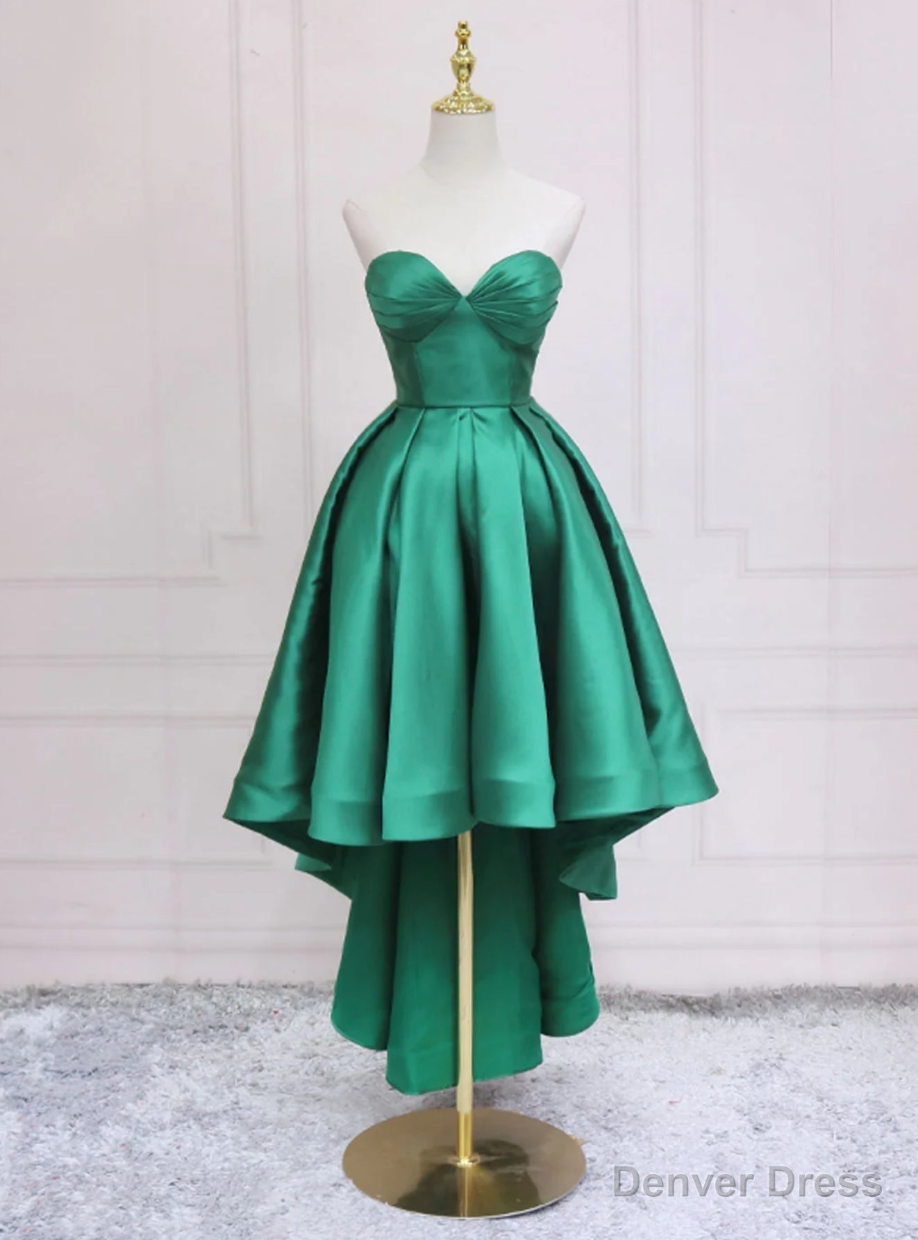 Green Satin  Sweetheart Prom Dress Main image