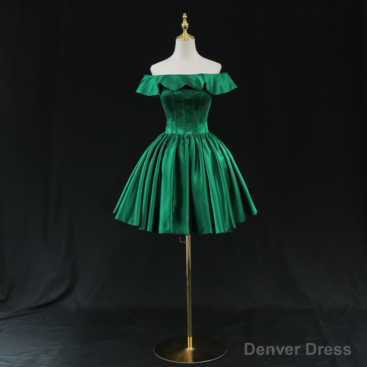 Green Satin Short Homecoming Dress Prom Dress, Green Party Dress Formal Dresses