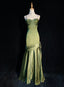 Green Satin Sweetheart Straps Long Prom Dress, Long Green Wedding Prom Dresses