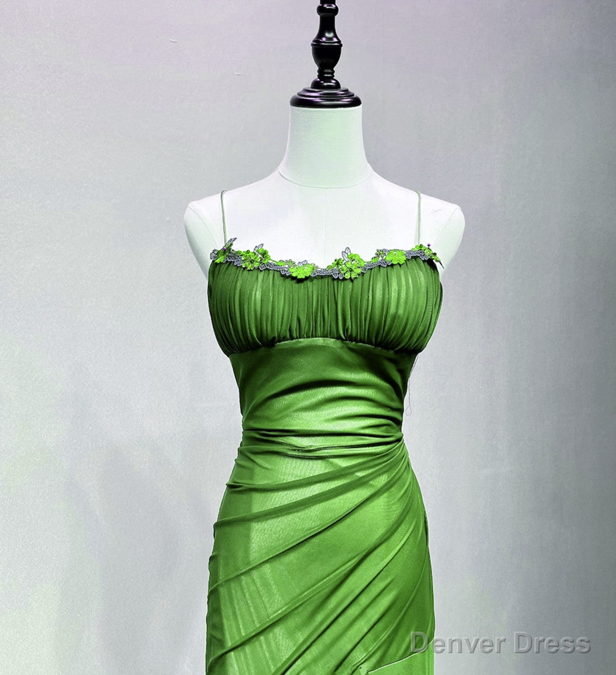 Green Spandex Straps Formal Dress, Green Evening Dress Prom Dress Secondary image