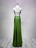 Green Spandex Straps Prom Dress, Green Prom Dress