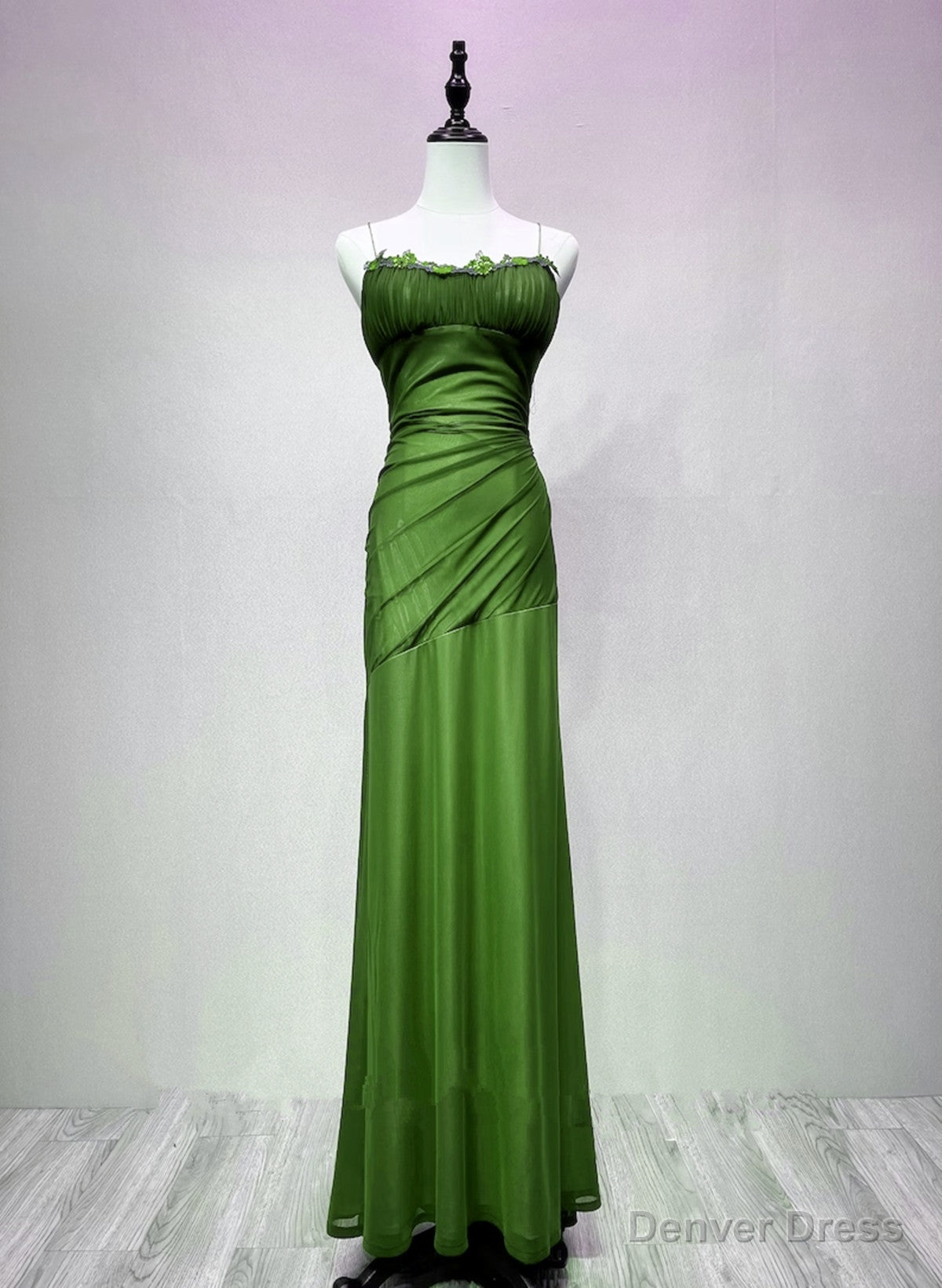 Green Spandex Straps Formal Dress, Green Evening Dress Prom Dress Main image