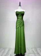 Green Spandex Straps Formal Dress, Green Evening Dress Prom Dress
