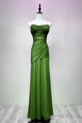 Green Straps Lace-Up Formal Dress Evening Dress, Green Spandex Prom Dress