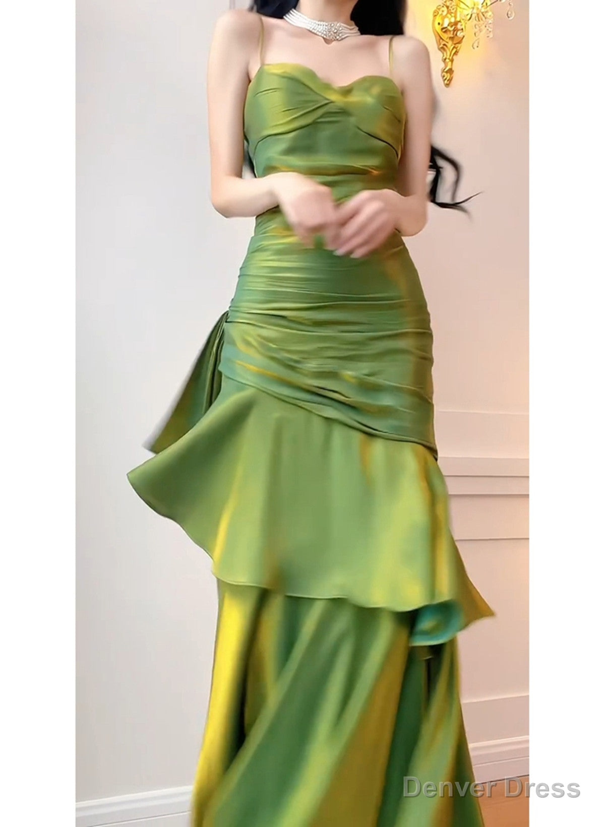 Green Straps Sweetheart Long Prom Dress Prom Dress, Green Prom Dresses Secondary image